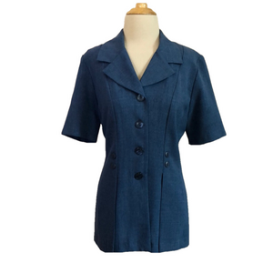 PRIDE & JOY Women 10 Vintage Short Sleeve Tailored Tunic Top Made in‎ USA Office